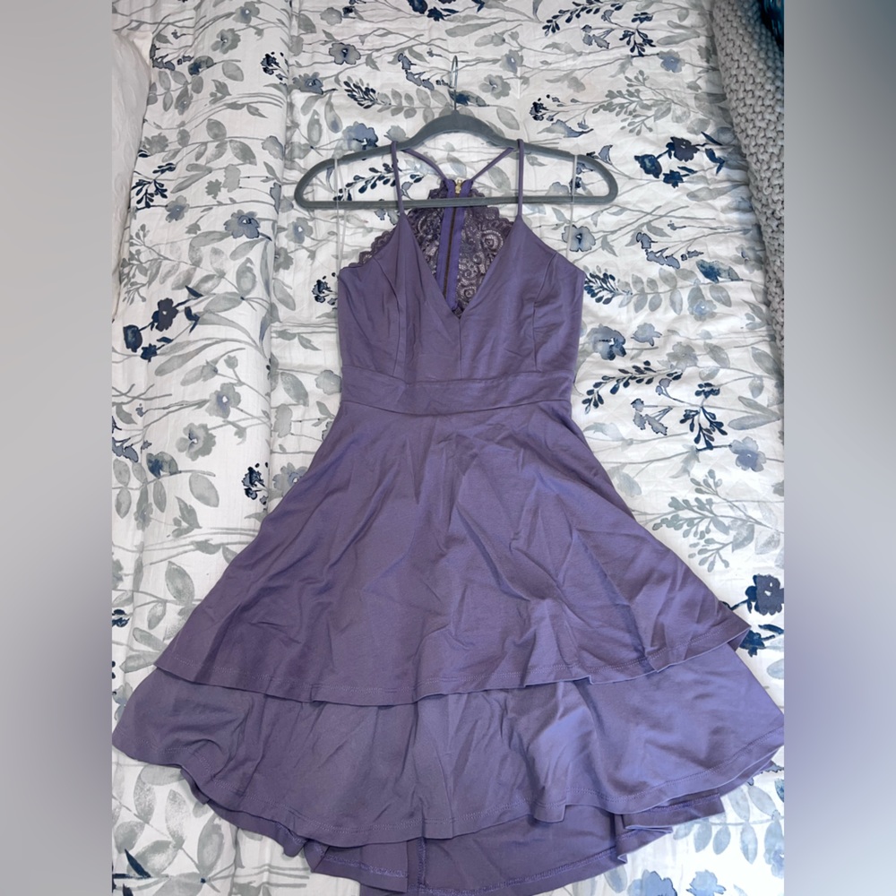 Windsor purple lace open back dress